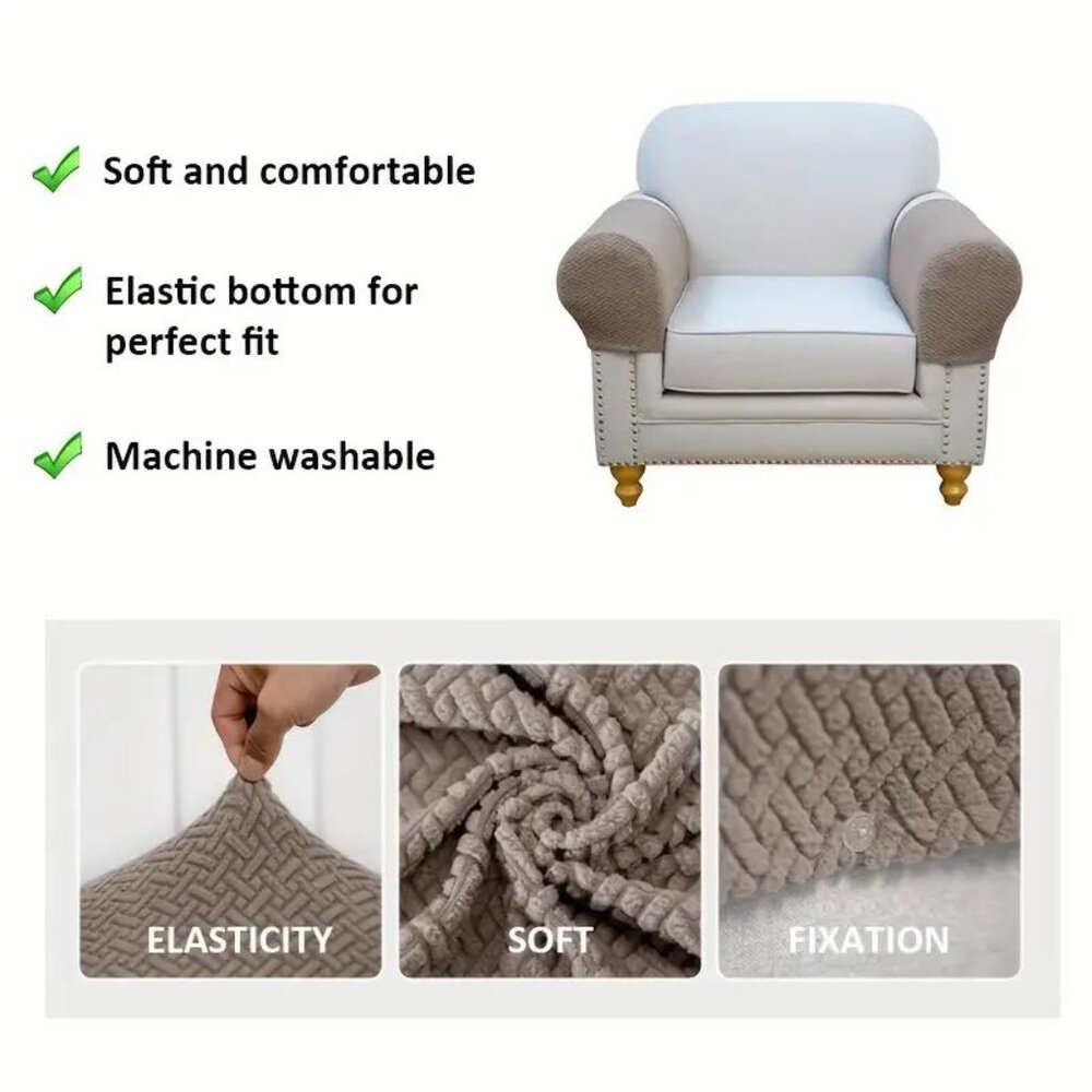 Mason Stretch Armrest Covers - Sand, 2 Piece